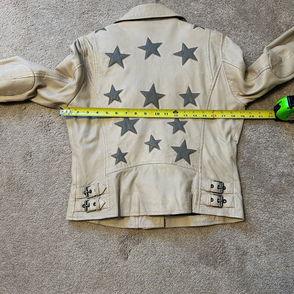 Mauritius Tan Leather Jacket with Gray Star Accents - Picture 12 of 12